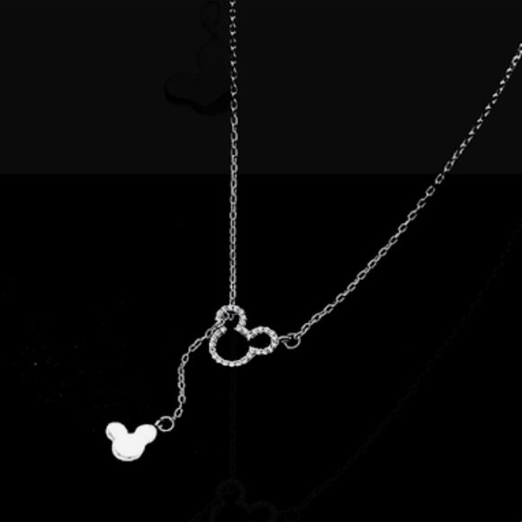 STERLING SILVER RHINESTONE MICKEY MOUSE DANGLE CHARM PENDENT - Picture 7 of 7